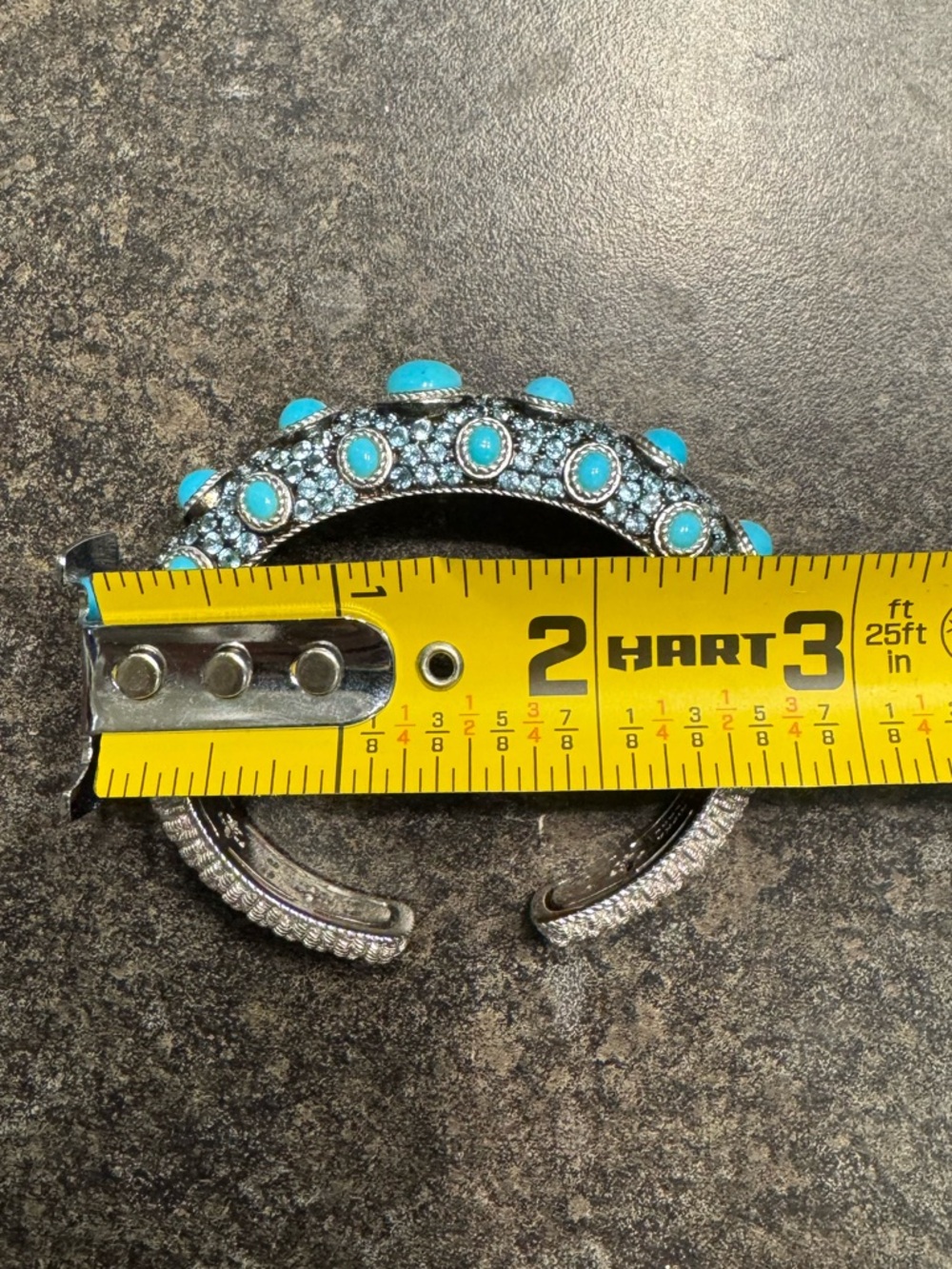 Judith Ripka Turquoise, blue topaz and Sterling silver Cabochon Cuff Bracelet - Picture 6 of 16
